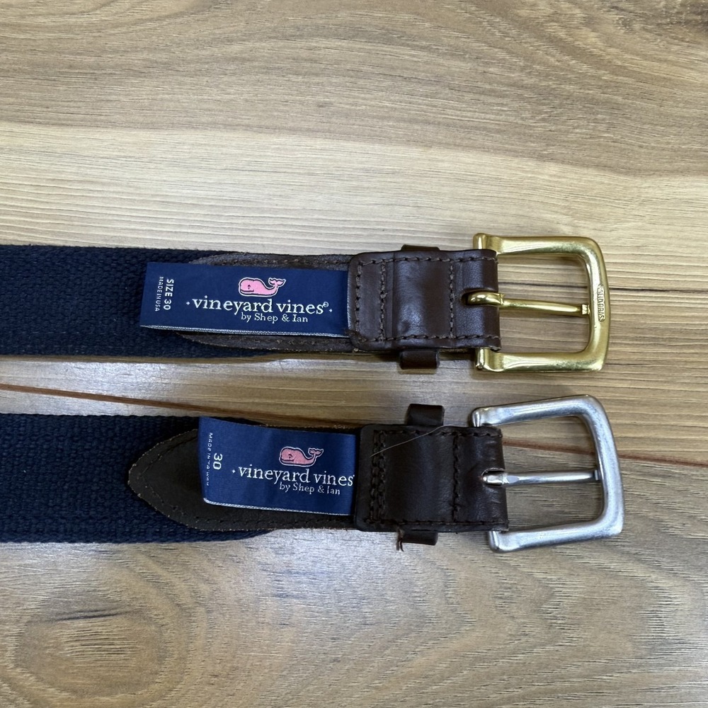 Vineyard Vines‎ Mens Belt Size 30 Lot of 2 Blue Whale and Light House Preppy Ivy - Picture 5 of 7